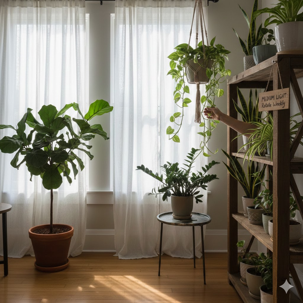 Medium light conditions for plants